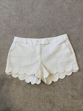 J. Crew White Scalloped Hem Women's Shorts Size 12